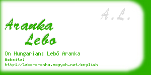 aranka lebo business card