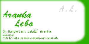 aranka lebo business card